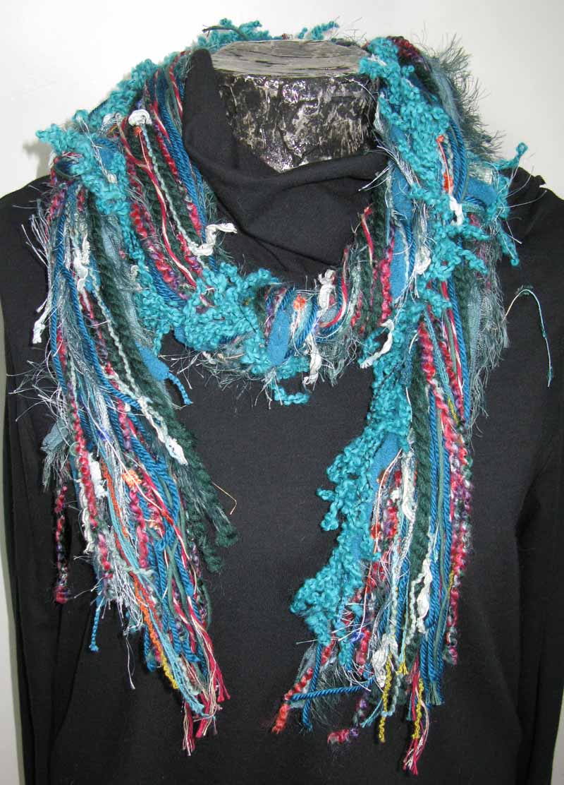 Knotted Fiber Scarf in Turquoise Gemstone